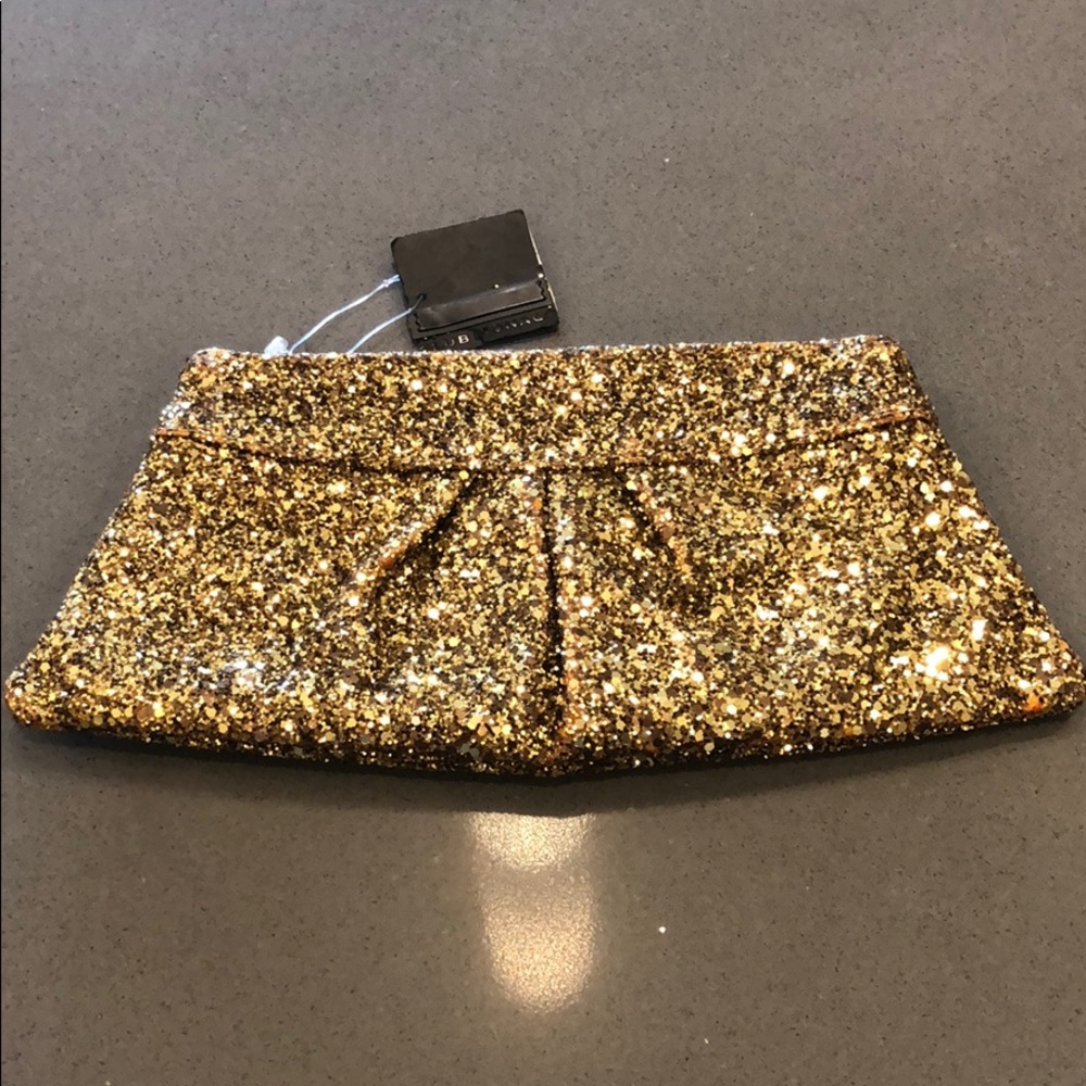 Lauren Merkin Gold Glitter Clutch